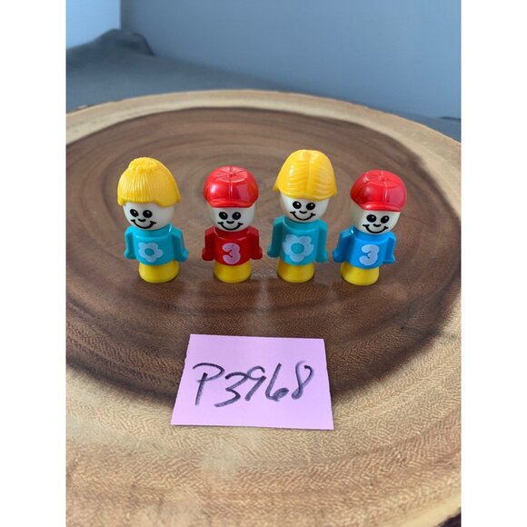 Vintage 1970s Matchbox Little People Figures Set of 4 with Number & Flower Desig - Picture 6 of 6